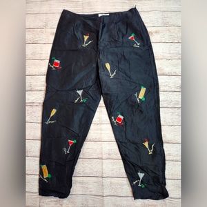 Vintage S.L.B‎ silk pants cocktail embroidery Size 12